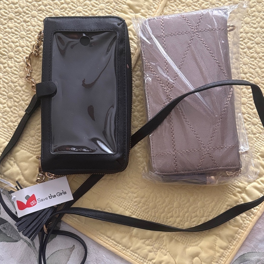 The Girls Black and Cream Phone Purse Duo